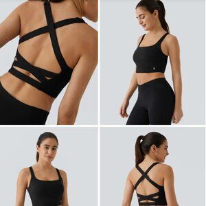 SoftlyZero Airy Square Neck Backless Crisscross Cropped Cool Touch Yoga Tank Top